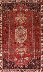 Hand-Knotted Red Tribal Wool Vegetable Dye Rug 4×8 Ft Traditional Style Area Rug