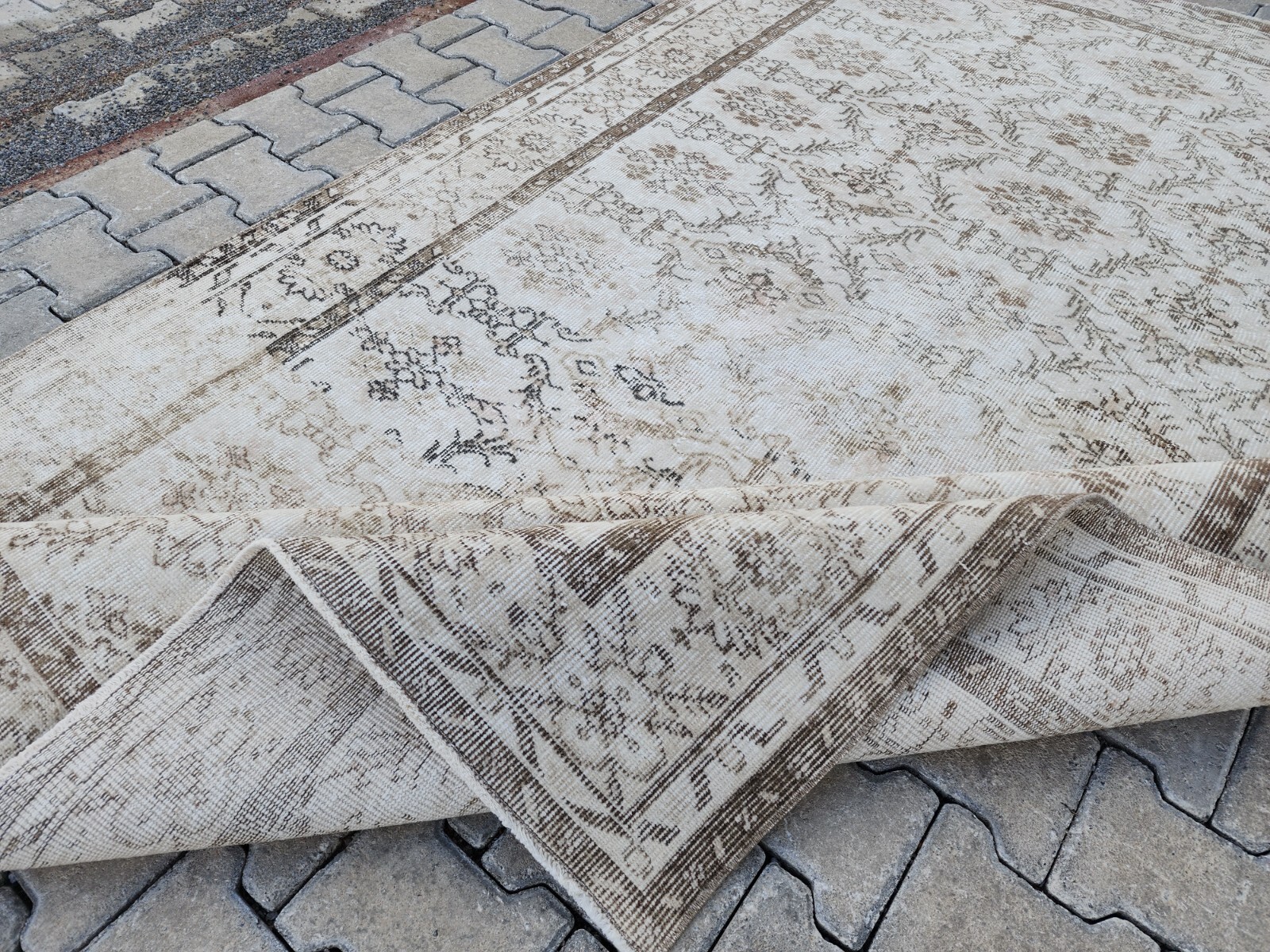 Oushak Rug 6x9, Neutral Rug Beige, Hand Knotted Area Rug, Vintage Rug Large gallery