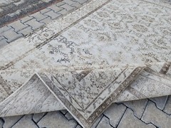 Oushak Rug 6×9, Neutral Rug Beige, Hand Knotted Area Rug, Vintage Rug Large