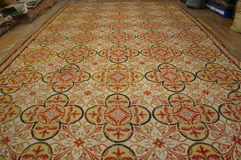 11'x19' Antique Large Needlepoint English Geometric Flat Weave Rug gallery