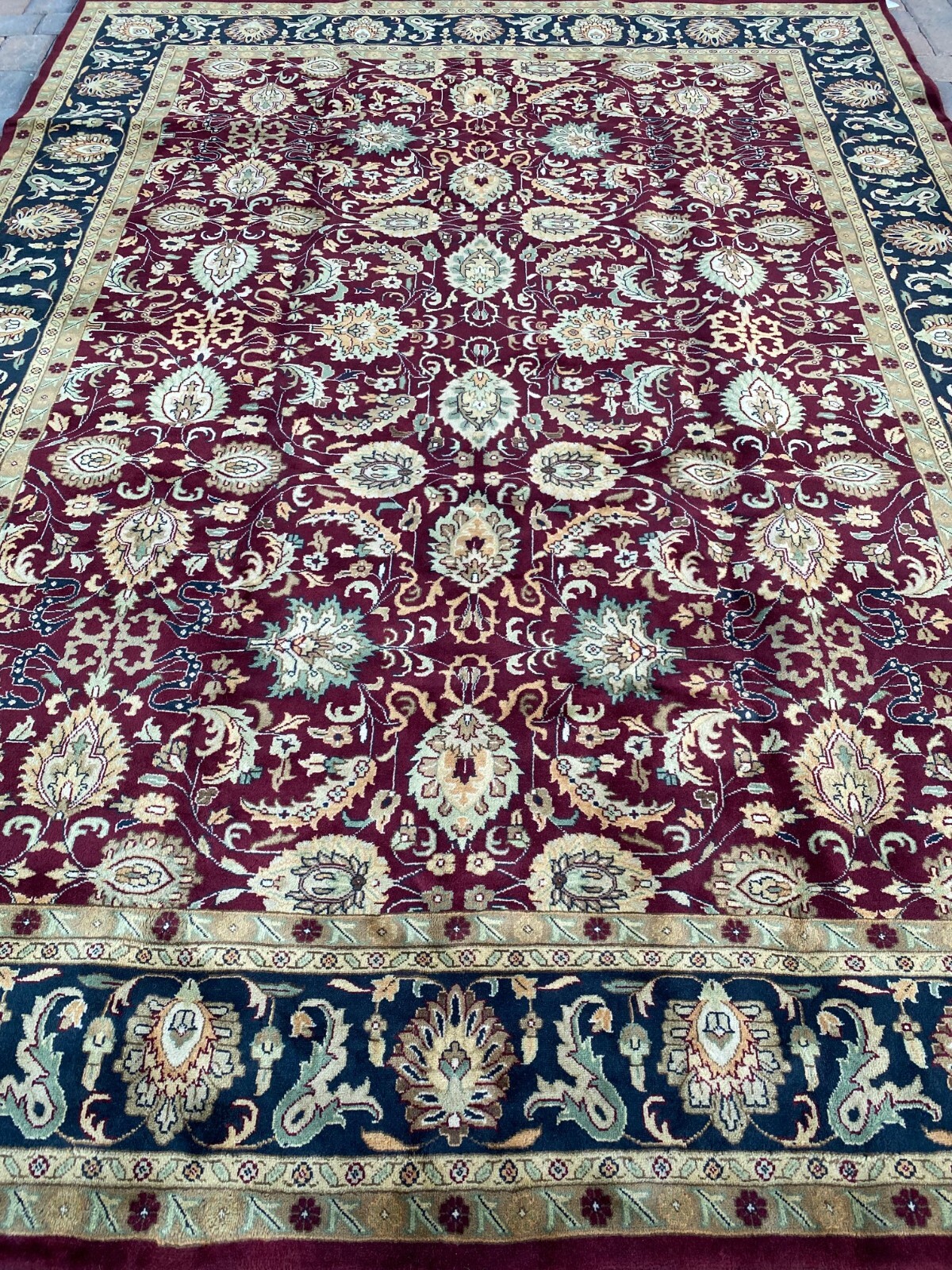 Stunning New Fine Floral Oriental Rug Handmade in India, Magenta and Teal, 9x12 gallery