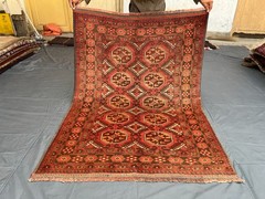 4×6 Vintage Turkmen Tekke Ersari Rare Rug, Hand-Knotted, Geometric Kitchen Rug