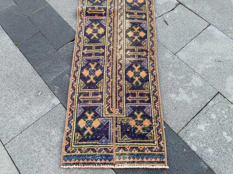 Vintage Turkish Oushak Runner Rug 1.5x11.7 ft Narrow Hallway Rug gallery
