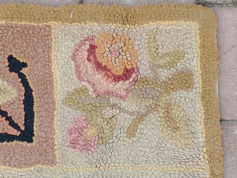 Antique American Hook Rug, Beautiful, Full Colors, Good Condition. 23½in.x48in. gallery