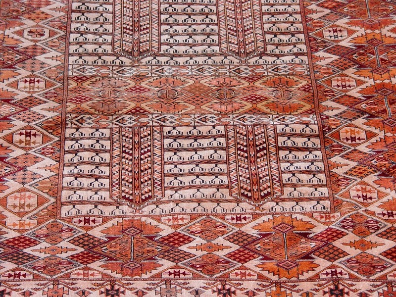 Vintage Turkmen Ensi Yomud Silk Foundation Handmade Wool Tribal Rug 4'6" x 6' gallery
