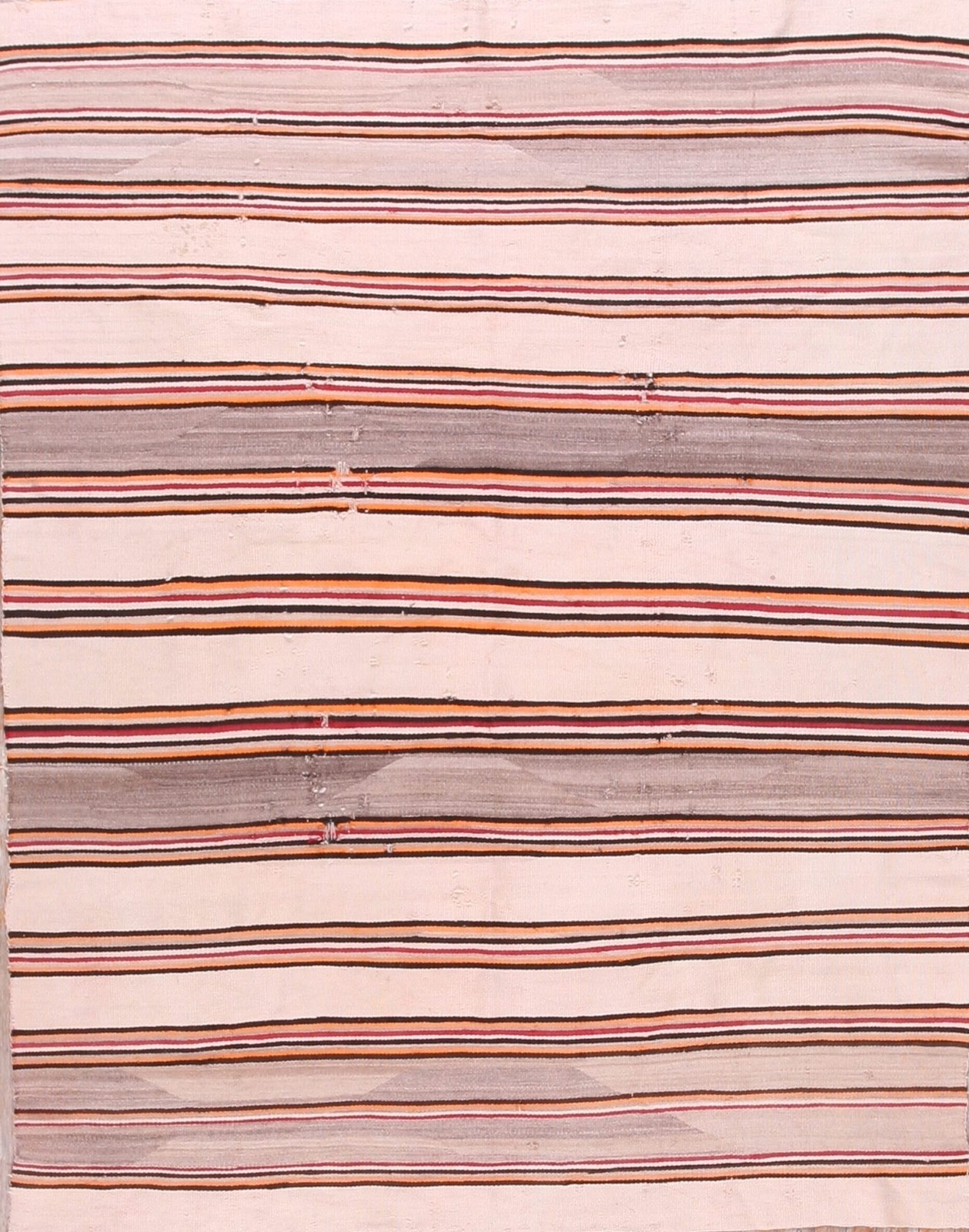 5'x6' Antique Striped Native American Flatweave Navajo Light Ivory Color Rug gallery