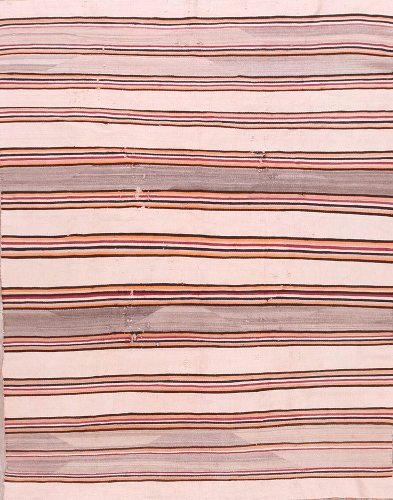 5'x6' Antique Striped Native American Flatweave Navajo Light Ivory Color Rug