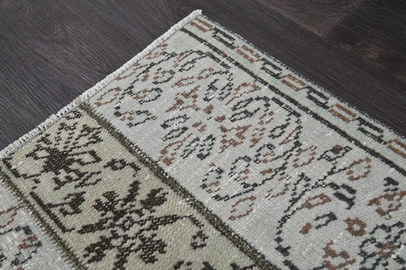 Oushak Turkish Doormat Rug 2x4 GRAY Vintage Anatolian Handmade Small Kilim Rug gallery