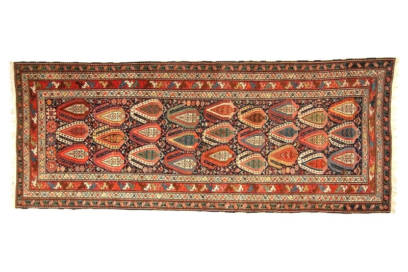 ANTIQUE CAUCASIAN ( GENDJE ) Runner LATE 19th CENTURY Size : 3' 10" x 9' 6" gallery