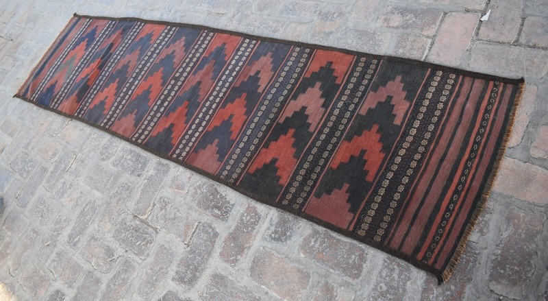 Antique Afghan Persian Maldari Runner Rug 2x10 ft Tribal Handmade Hallway Carpet gallery
