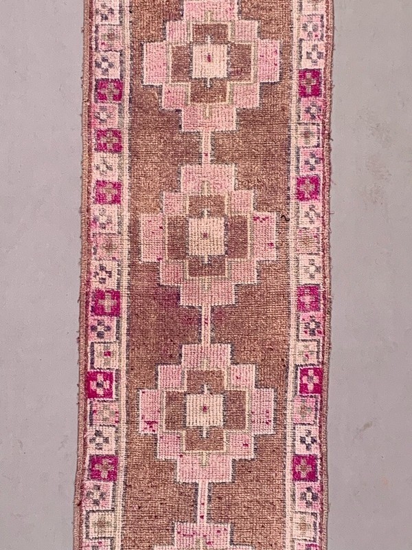 Vintage Turkish Tribal Runner 360x93 cm veg dye wool rug tribal, handmade gallery