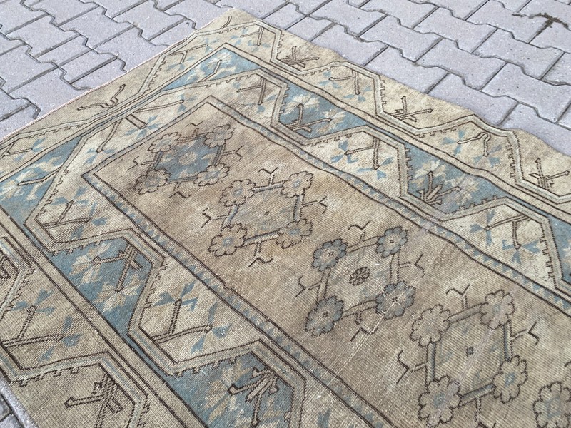 Earth Tone Vintage Turkish Area Rug 3.7 x 5.8 ft Handwoven Bohemian Carpet gallery