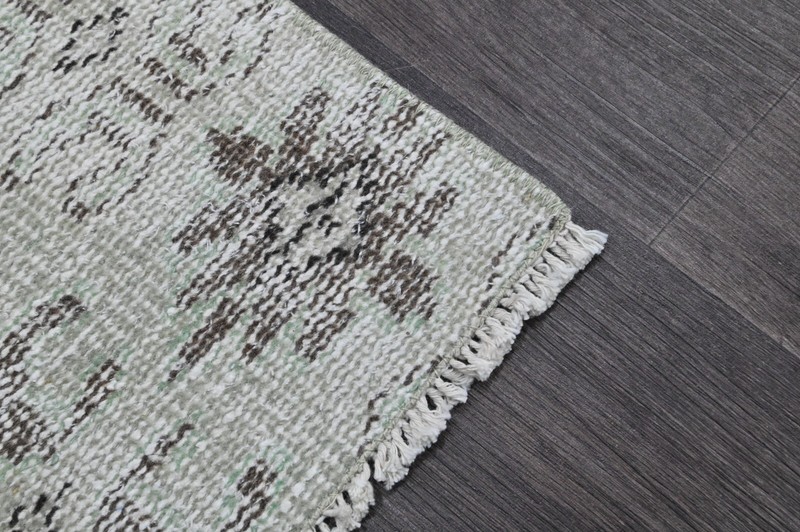 Vintage Turkish Runner Rug 2x6ft Wool Anatolian Handmade Hallway Oushak BEIGE gallery