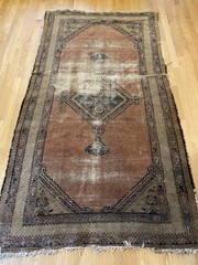 Vintage Rug 3′ 8 x 6′ 11 Dusty Rose Hand Knotted Oriental Rug