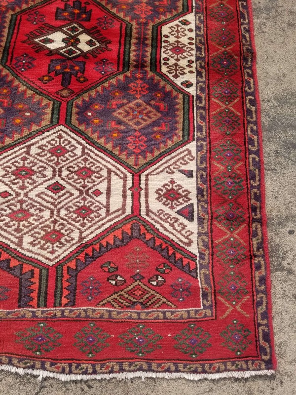 Distressed Authentic Hand Knotted Vintage Afghan Turkmen Wool Area Rug 5.7x3.9ft gallery