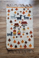 Vintage Polish Cepelia Hand Woven Pictorial Kilim Rug Hanging 37″ x 20″ -TT