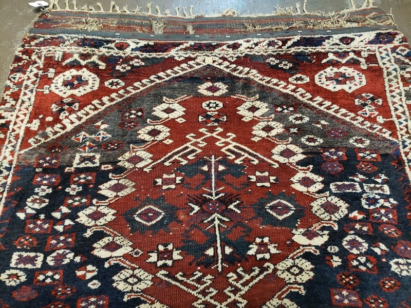 Antique Turkish Bergama Rug 4x4, Tribal Collectible gallery