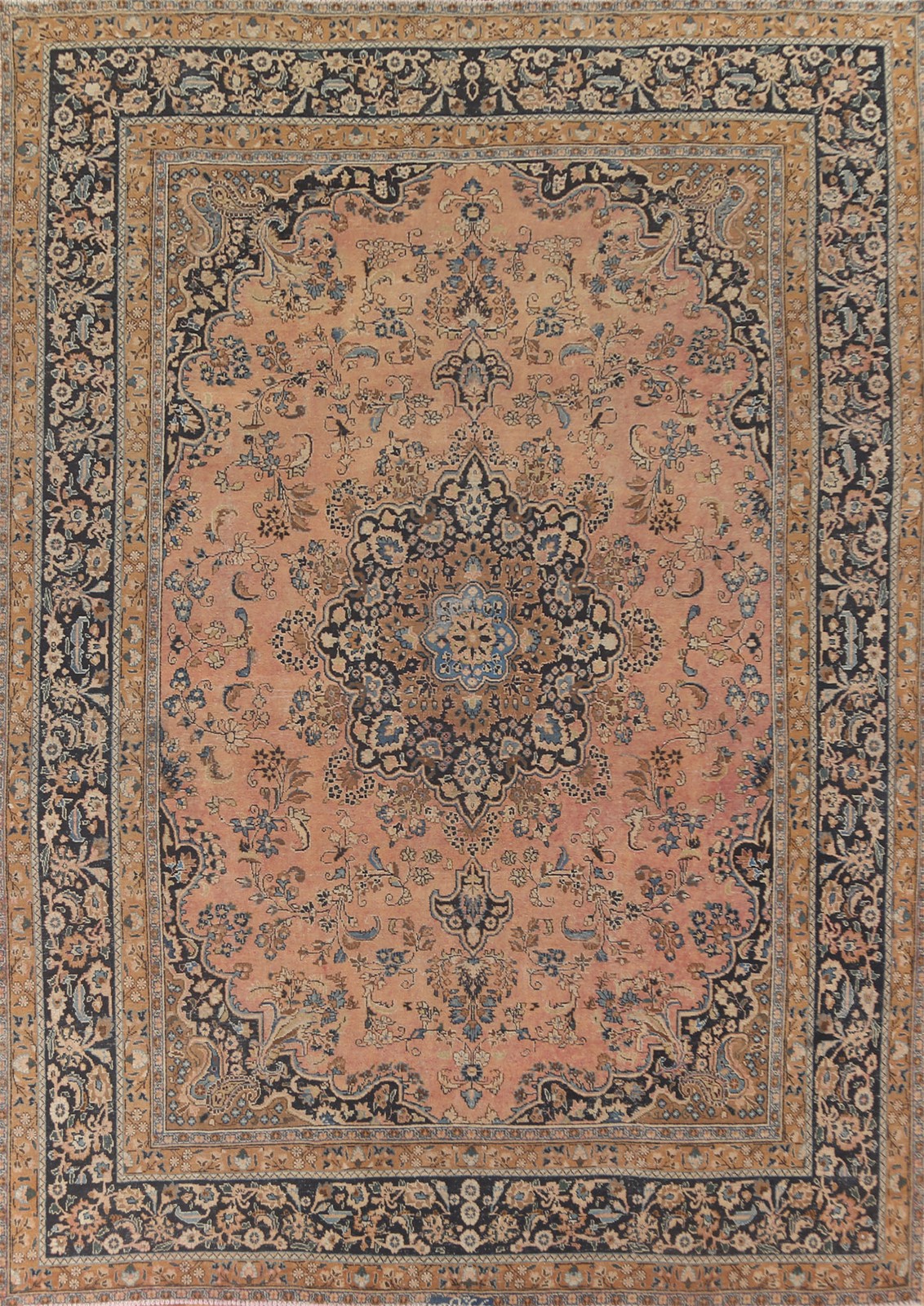 Vintage Living Room Area Rug 10x13 Pink Wool Hand-knotted Medallion Carpet gallery