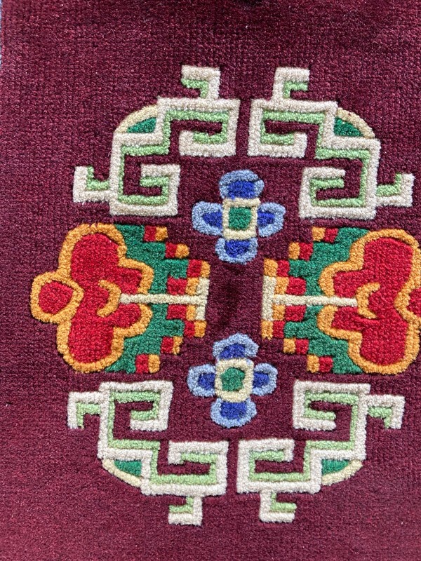 Vintage Chinese Tibetan Handmade Floral Multicolor Wool Rug 2 Carpet gallery