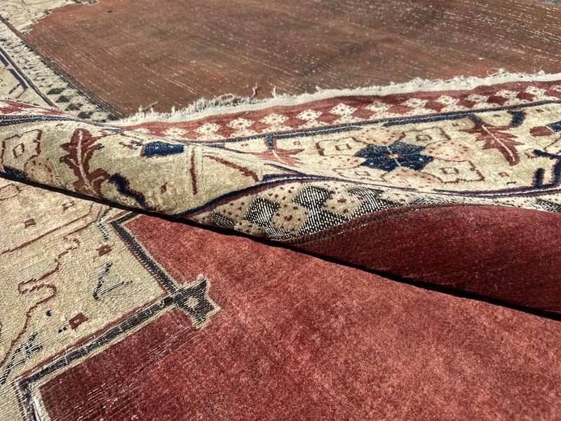 Auth: 19th C Antique Agra Rug Elegant Unique Sophisticated Decor Brick 12x17 gallery