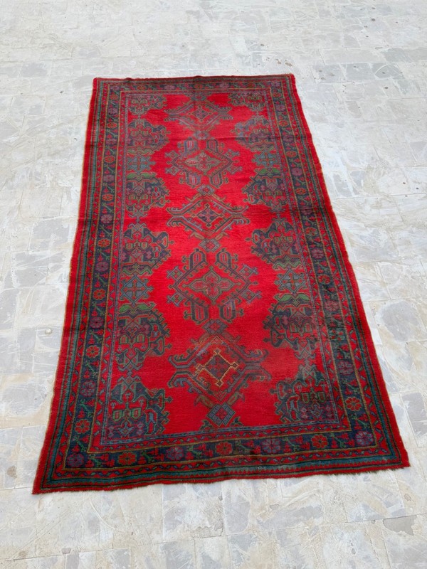 Antique Rare Authentic Collectible Hand Knotted Turkey Oushak Wool Rug Ca 1900s gallery