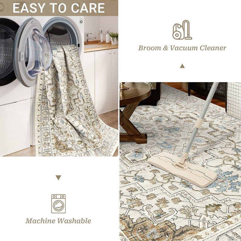 Area Rugs for Living Room - 4x6, Boho Non-Slip Low Pile Carpet Machine Washab... gallery