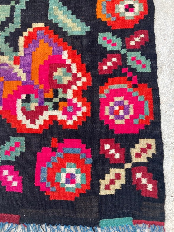 Vintage Traditional Handmade Beautiful Romanian Kilim Floor Rug Carpet 195x56 cm gallery