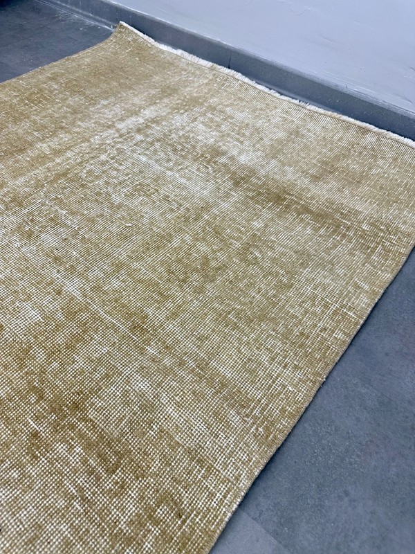 4x6 Vintage Turkish Rug, Solid Beige, Handmade Wool Area Rug, Geometric Carpet gallery