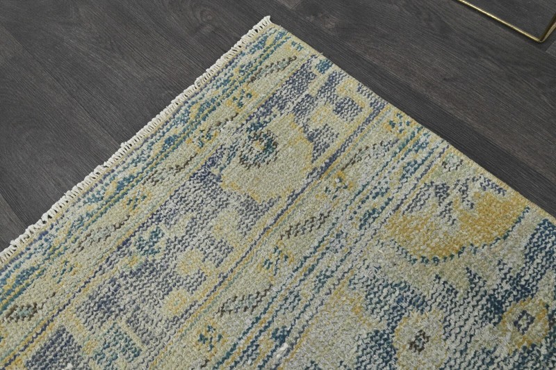 Vintage Turkish Runner Rug 2x11ft Wool Anatolian Handmade Hallway Oushak YELLOW gallery