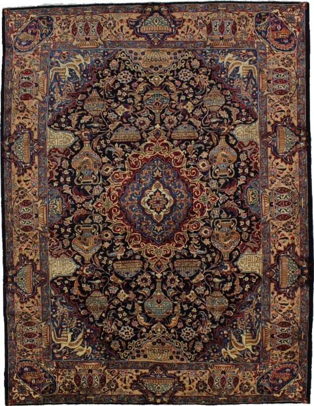 One-of-a-Kind Vintage Handmade Oriental Rug Thick Pile Pictorial Carpet 10X13 ft