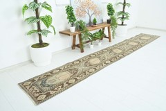 Turkish Runner Rug 2×12 Hand-Knotted Vintage Narrow Oriental Rug Carpet,1507