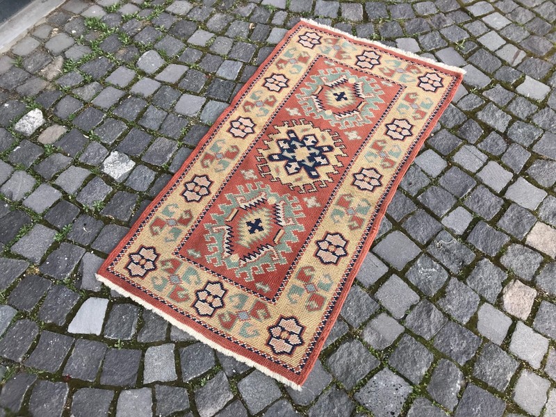 Turkish Antique rug Bohemian Area rug Oushak rug Vintage Rug Handmade Wool rug gallery