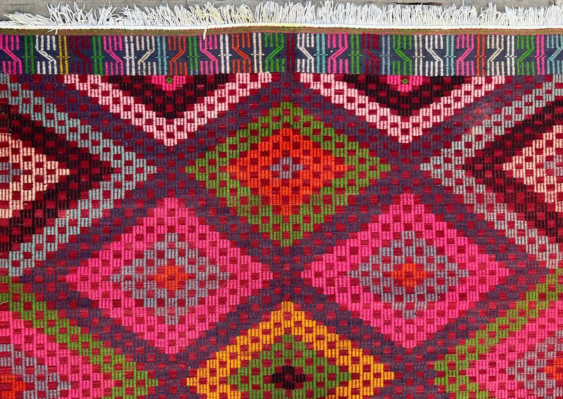 Turkish Kilim Handwoven 6'x9' Cicim Kilim Natural Wool Vintage Rug 200x295cm gallery