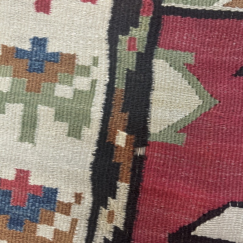 Vintage Flatweave Caucasian Kilim Woven Wool Runner Rug (slight defects) gallery