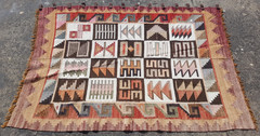 Vintage Handmade Peruvian Geometric Wool Kilim Rug 156×110 cm