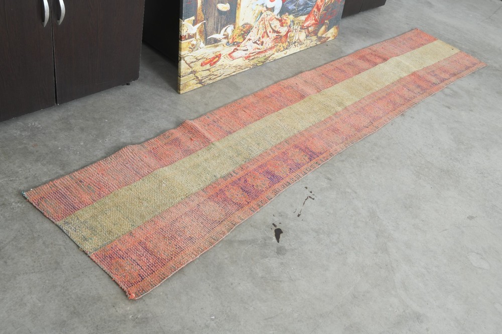 Oushak Runner Rugs Turkish Hand-Knotted Hallway Carpet Vintage Rug 2x9 ft, 173