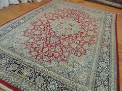 10×13 10×14 Antique Kermaan Oriental Area Rug wool Red Blue Navy Gold