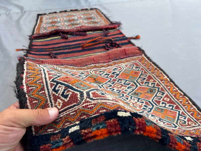 1'5x3'5 ft Vintage Afghan Saddle Bag – Handwoven Tribal Wool Nomadic Rug Decor gallery