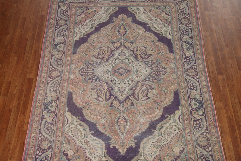 Hand-Knotted Vintage Wool Area Rug 7x9 Ft Medallion Living Room Oriental Carpet gallery