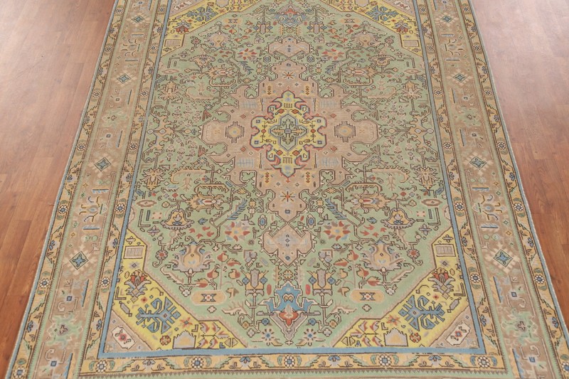 Vintage Light Green Over-Dyed Wool Living Room Area Rug Handmade Carpet 6x9 gallery