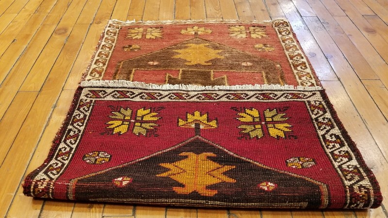 Beautiful Vintage 1950-1960's Natural Dyed 1'10" × 3'1" Wool Pile, Tribal Rug gallery