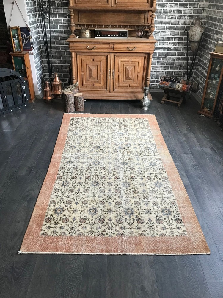 4.5x8.0 Large Vintage Orange Turkish Oushak Rug