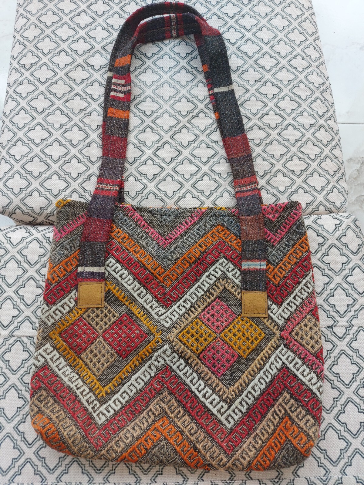 Handmade Antique Or Vintage Rug, Cushion Natural Handmade Bag,Decor or Use Rug gallery