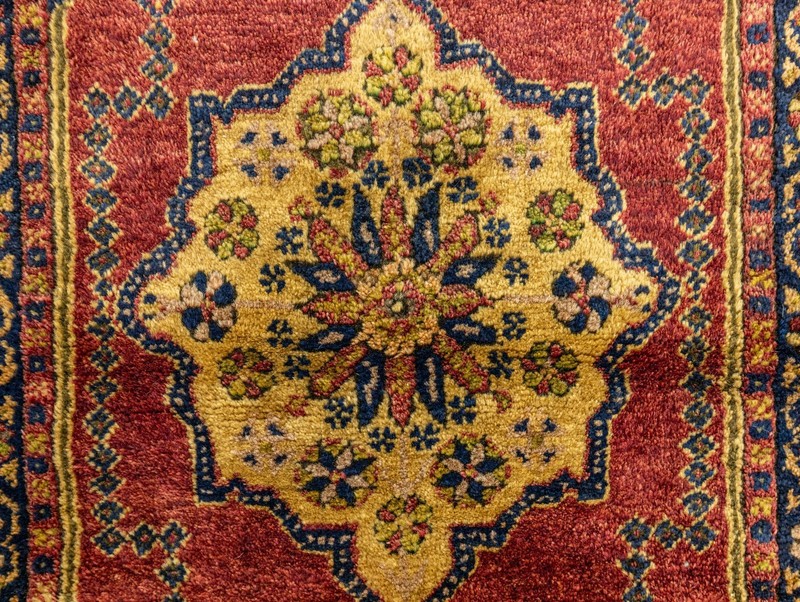 Rare Antique Turkish Yastik Rug 1.9x4.5 ft – Tribal Medallion – Collector Piece gallery