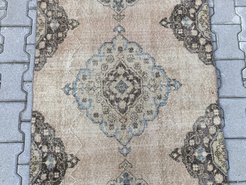 Brown rug, Turkish rug, Vintage Rug, Narrow rug, Runner rug, 3.1 x 10.5 ft gallery