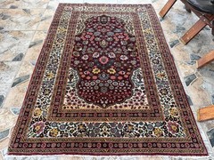 Turkish Hereke Rug 4×6 FT Hand Knotted Floral Wool Carpet Vintage Oriental Boho
