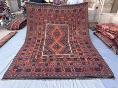 Rust Navy Faded Turkish Kilim Rug 7’9×10’2 Vintage Antique Tribal Flatweave
