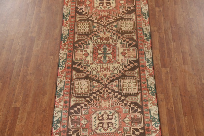 Vintage Geometric 11 ft. Runner Rug 4x11 Hand-knotted Wool for Hallway gallery