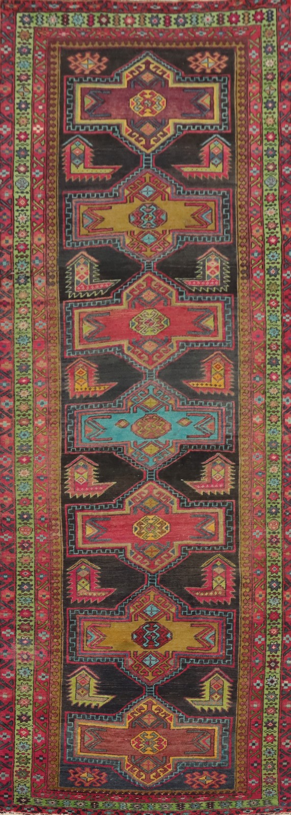 Geometric Tribal Traditional Hand-knotted 11 ft Runner Rug Vintage Carpet 3x11 gallery