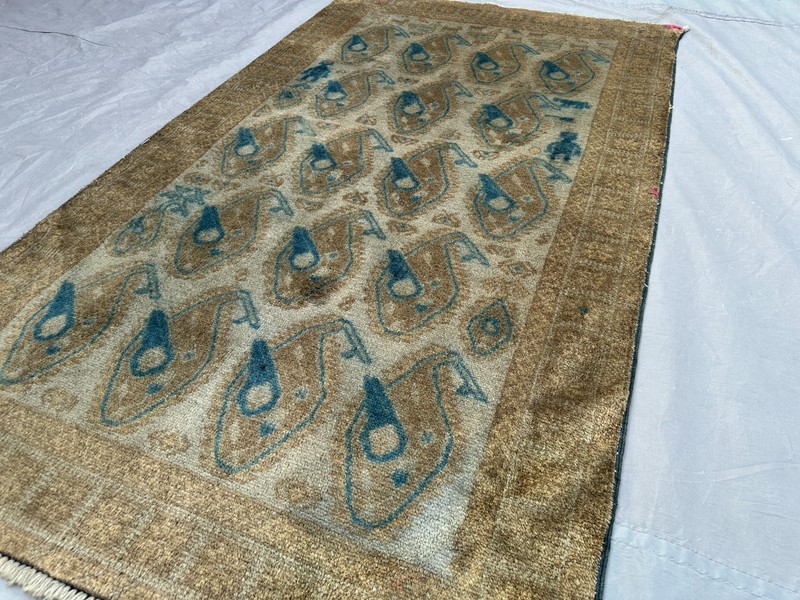 3 x 5.2 ft Vintage Afghan Hand Knotted Rug Blue Paisley Tribal Wool Area Carpet gallery